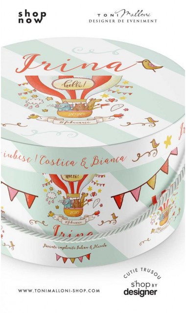 Cutie trusou botez cu baloane de aer cald si animale salbatice care calatoresc in jurul lumii  1